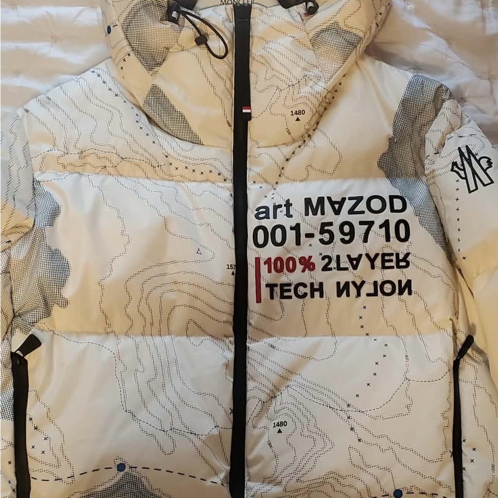 Moncler Gray and White Puffer Jacket